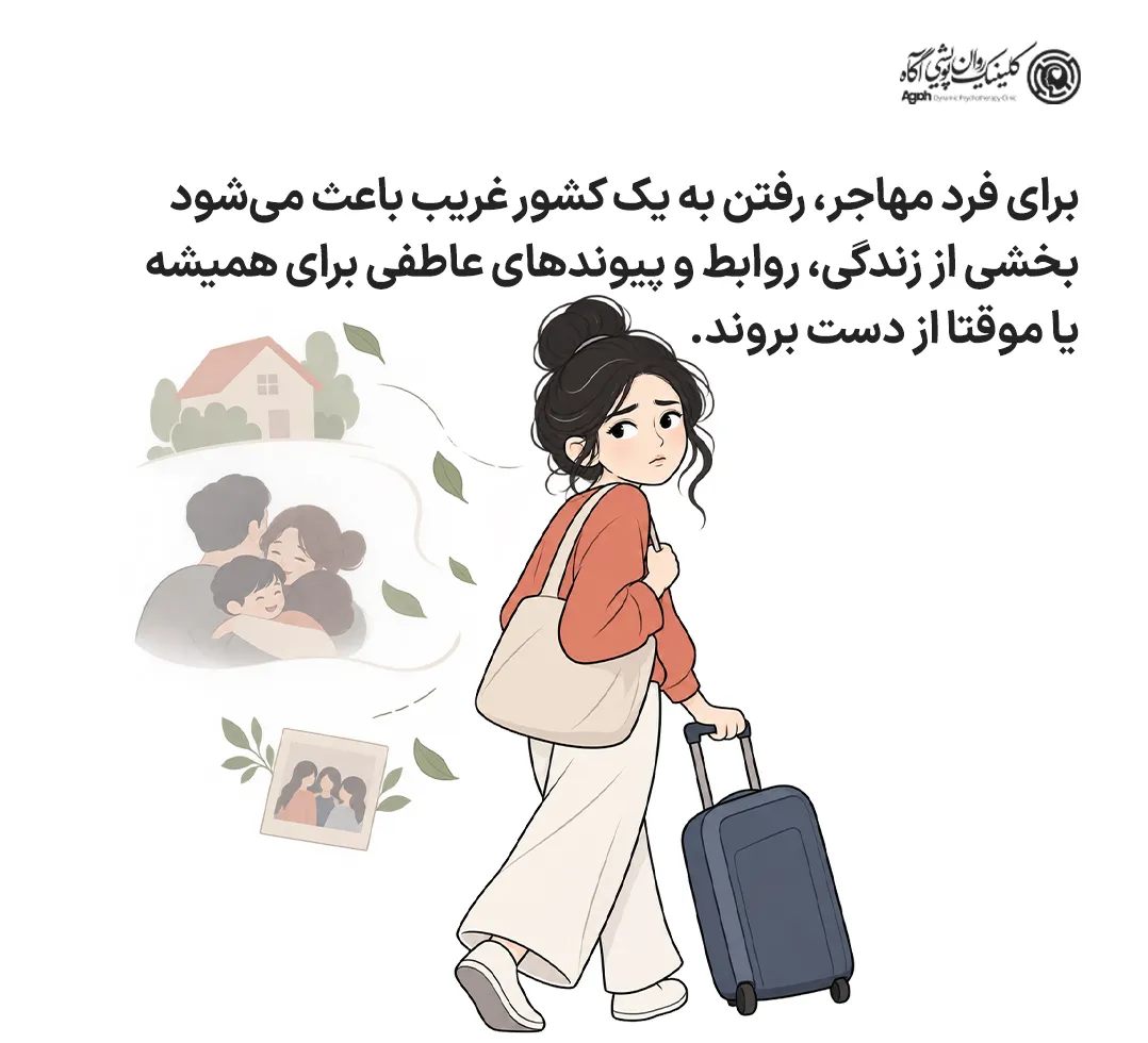 مهاجرت هم برای فرد مهاجر و هم برای دوستان و خانوادهاش نوعی سوگ مبهم به همراه دارد.